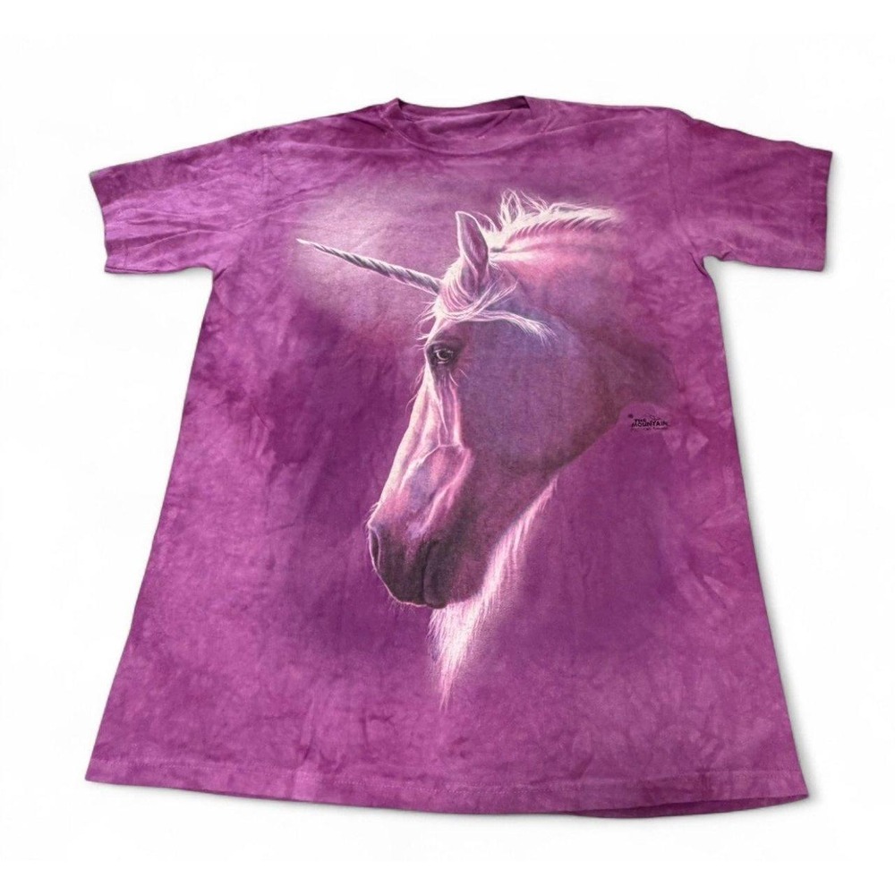 The Mountain Unicorn Purple Tie Dye Graphic T-Shirt Adult Medium Fantasy